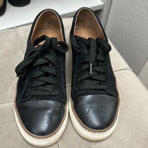Caslon Black Leather Sneakers with Lace-Up Design